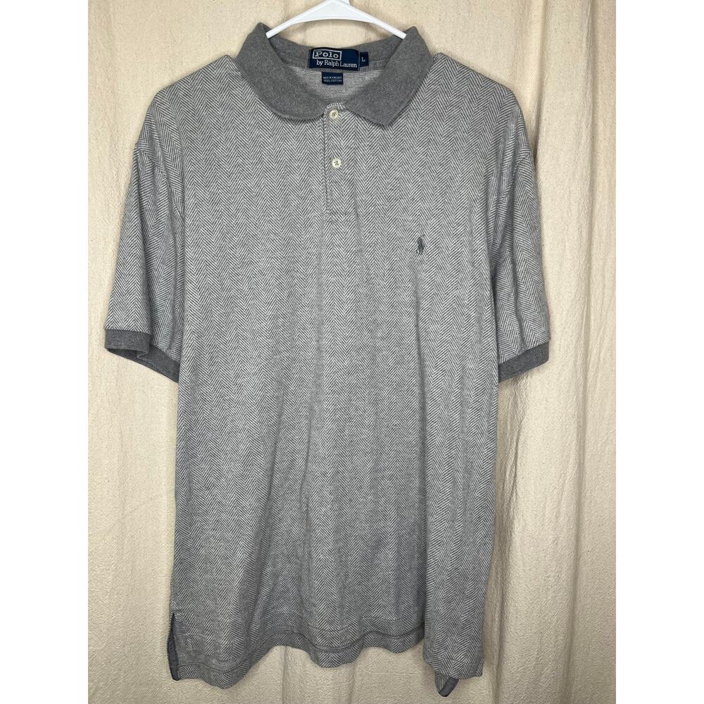Polo Ralph Lauren Grey Minimalist Herringbone Classic Prep Old Money Shirt L